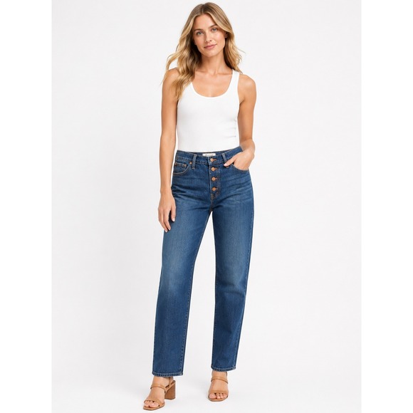 Madewell Denim - Madewell The Perfect Vintage Jean Button Fly Distressed Blue Denim Size 28